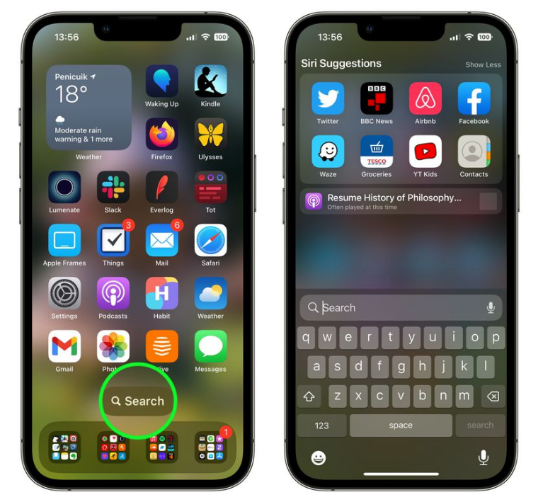 镇远苹果手机维修分享升级到 iOS 16 后，如何删除主屏幕上的搜索按钮 