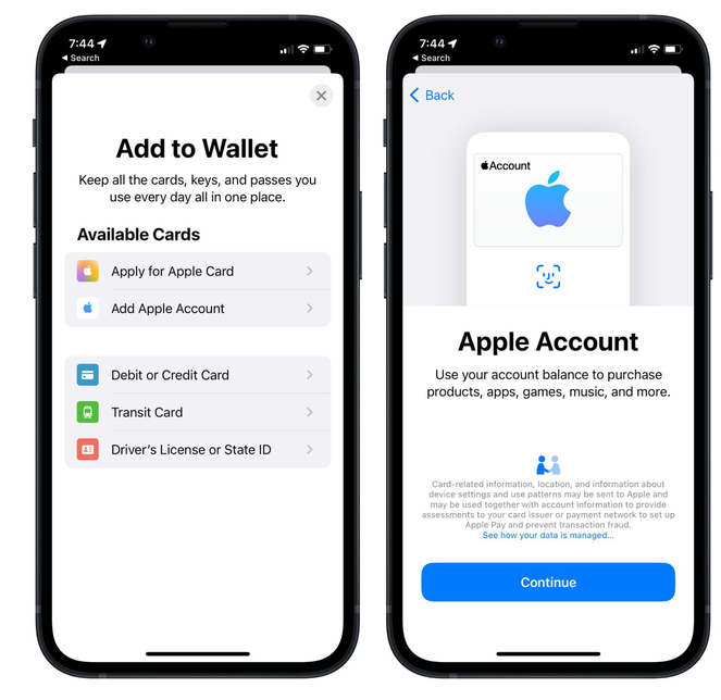 镇远苹果手机维修分享iOS 15.5钱包App如何添加 Apple 账户 