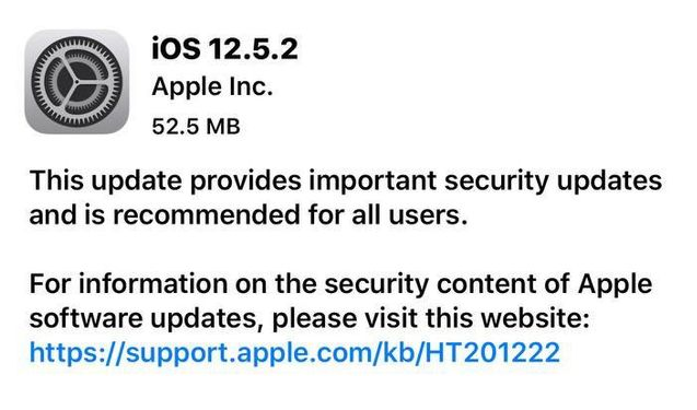 镇远苹果手机维修分享iOS12.5.2发布，建议所有老苹果用户安装 